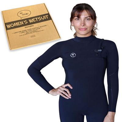 Ho Stevie! Womens Surfing Wetsuit  Chest Zip Fullsuit  Warm Superstretch 3/2mm or 4/3mm Neoprene w/GBS Seams (Black 3/2mm, 10)