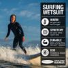 Ho Stevie! Womens Surfing Wetsuit  Chest Zip Fullsuit  Warm Superstretch 3/2mm or 4/3mm Neoprene w/GBS Seams (Black 3/2mm, 10) view 2