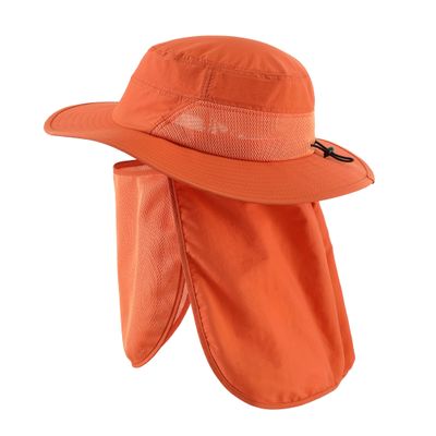Home Prefer UPF50+ Mens Womens Sun Hat with Neck Flap Wide Brim UV Sun Protection Hat with Neck Flap Gardening Beach Fishing Orange
