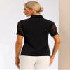 Allegra K Button Down Shirt for Women's Sheer Short Sleeve Point Collar Work Tops X-Small Black view 3