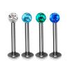 4Pcs Titanium G23 16g 3/8 10mm Labret Studs Piercing Jewelry 3mm Clear Aquamarine Blue Zircon Sapphire Ferido Ball M14395 view 1