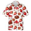 228CLOSET Strawberry Hawaiian Shirts for Men - Chocolate Cake Casual Button Down Short Sleeve Unisex Hawaiian Shirts Set 07 Size 5XL