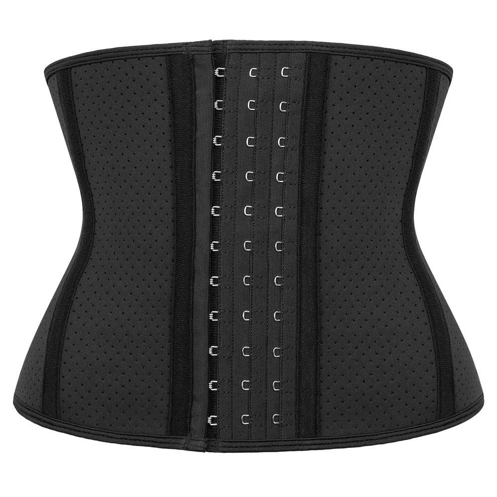 LUXURY-VITA Women Short Torso Waist Trainer Corset Trimmer 9 Steel Boned Tummy Control Body Shaper With Adjustable 3 Rows Of Hooks, Girdle For Women