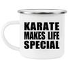 Designsify Gifts, Karate Makes Life Special, 12oz Camping Mug Stainless Steel Enamel Tea-Cup with Handle - for Birthday Anniversary Christmas Mothers Day Fathers Day Party, to Men Women Him Her view 1