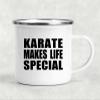 Designsify Gifts, Karate Makes Life Special, 12oz Camping Mug Stainless Steel Enamel Tea-Cup with Handle - for Birthday Anniversary Christmas Mothers Day Fathers Day Party, to Men Women Him Her view 3