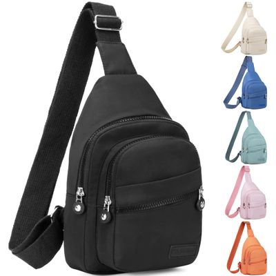 Banelu Small Sling Backpack Crossbody Sling Bag for Women, Chest Bag Daypack Fanny Pack Cross Body Bag for Outdoors Hiking Traveling - Black