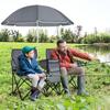 COSTWAY Double Portable Picnic Chairs, Folding Camping Chairs w/Detachable Umbrella, Cooler Bag, Cup Holders, Patio Beach Camping Chairs for Outdoors view 2