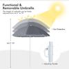 COSTWAY Double Portable Picnic Chairs, Folding Camping Chairs w/Detachable Umbrella, Cooler Bag, Cup Holders, Patio Beach Camping Chairs for Outdoors view 3