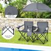 COSTWAY Double Portable Picnic Chairs, Folding Camping Chairs w/Detachable Umbrella, Cooler Bag, Cup Holders, Patio Beach Camping Chairs for Outdoors view 4