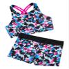 Nikiikoo Kids Girls 2 Piece Tankini Set Crop Top with Shorts Swimsuit Tracksuit for Gymnastics/Sports/Dance/Swimming Colorful 12 Years view 1