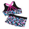 Nikiikoo Kids Girls 2 Piece Tankini Set Crop Top with Shorts Swimsuit Tracksuit for Gymnastics/Sports/Dance/Swimming Colorful 12 Years view 3