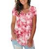 Womens V Neck Tie Dye Tunic T-Shirt Short Sleeve Loose Summer Blouse Tops Casual Comfy Basic Tee Shirts (Red,3X-Large) view 1