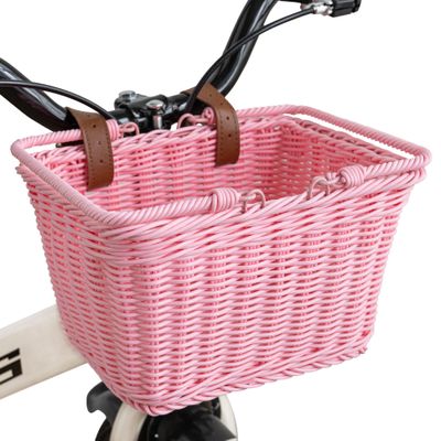 GRANNY SAYS Kid Bike Basket, Wicker Bike Baskets, Small Baskets for Kids Bike, 9" x 7" x 6", Pink
