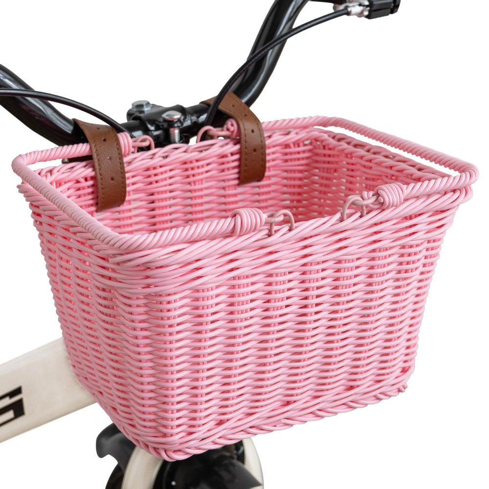 GRANNY SAYS Kid Bike Basket, Wicker Bike Baskets, Small Baskets for Kids Bike, 9" x 7" x 6", Pink