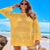 ANRABESS Women Swimsuit Crochet Swim Cover Up 2026 Summer Bathing Suit Swimwear Mesh Knit Beach Dress Vacation Outfits Yellow Small view 2