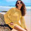 ANRABESS Women Swimsuit Crochet Swim Cover Up 2026 Summer Bathing Suit Swimwear Mesh Knit Beach Dress Vacation Outfits Yellow Small view 4