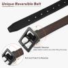 AWAYTR Reversible Kids Belts for Boys - Brown and Black Leather Belt for School Uniform Casual Jeans (80cm,Black) view 2