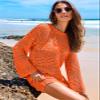 ANRABESS Women Swimsuit Crochet Swim Cover Up 2026 Summer Bathing Suit Swimwear Mesh Knit Beach Dress Vacation Outfits Orange X-Large view 4