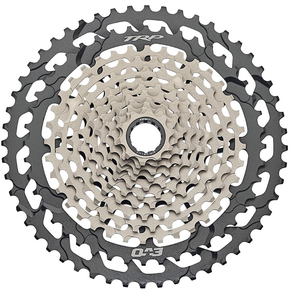 TRP EVO 12 Bicycle Cassette | 12-Speed, 10-52t, MicroSpline Compatible | 7076 Aluminum | Black/Silver