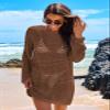 ANRABESS Women Swimsuit Crochet Swim Cover Up 2026 Summer Bathing Suit Swimwear Mesh Knit Beach Dress Vacation Outfits Brown Medium view 3