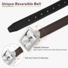 AWAYTR Reversible Kids Belts for Boys - Brown and Black Leather Belt for School Uniform Casual Jeans (80cm,Silver) view 3