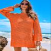 ANRABESS Women Swimsuit Crochet Swim Cover Up 2026 Summer Bathing Suit Swimwear Mesh Knit Beach Dress Vacation Outfits Orange Small view 2