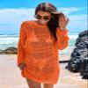 ANRABESS Women Swimsuit Crochet Swim Cover Up 2026 Summer Bathing Suit Swimwear Mesh Knit Beach Dress Vacation Outfits Orange Small view 3