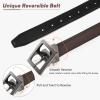 AWAYTR Reversible Kids Belts for Boys - Brown and Black Leather Belt for School Uniform Casual Jeans (70cm,Gunmetal) view 2