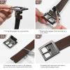 AWAYTR Reversible Kids Belts for Boys - Brown and Black Leather Belt for School Uniform Casual Jeans (70cm,Gunmetal) view 4