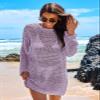 ANRABESS Women Swimsuit Crochet Swim Cover Up 2026 Summer Bathing Suit Swimwear Mesh Knit Beach Dress Vacation Outfits Light Purple Large view 3
