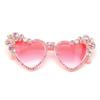 bullabulling Vintage Heart shaped Rhinestone Sunglasses Women Bling Diamond Party Sun Glasses Crystal Shades Gradient lenses (pink) view 2