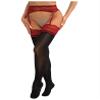 Daenrui Woman's Oil Glossy Pantyhose Tights Hollow Out Thigh High Suspender Stocking Footed Legging Burgundy&Black Lace One Size view 3