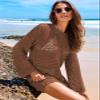 ANRABESS Women Swimsuit Crochet Swim Cover Up 2026 Summer Bathing Suit Swimwear Mesh Knit Beach Dress Vacation Outfits Brown X-Large view 4