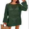 ANRABESS Women Swimsuit Crochet Swim Cover Up 2026 Summer Bathing Suit Swimwear Mesh Knit Beach Dress Vacation Outfits Deep Green Small view 1