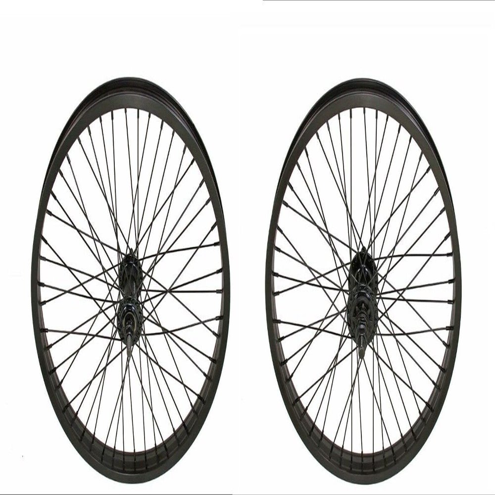 Bike Bike 20 x 2.125 Alloy Black Front Wheel & Rear Wheel 9T Driver 48 Spoke Sealed Bearing Double Wall