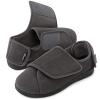 HomeTop Men's Corduroy Slippers Comfy Adjustable Hook and Loop Memory Foam Wide Indoor House Shoes for Diabetic Swollen Feet Dark Gray,12 US view 1