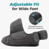 HomeTop Men's Corduroy Slippers Comfy Adjustable Hook and Loop Memory Foam Wide Indoor House Shoes for Diabetic Swollen Feet Dark Gray,12 US view 3