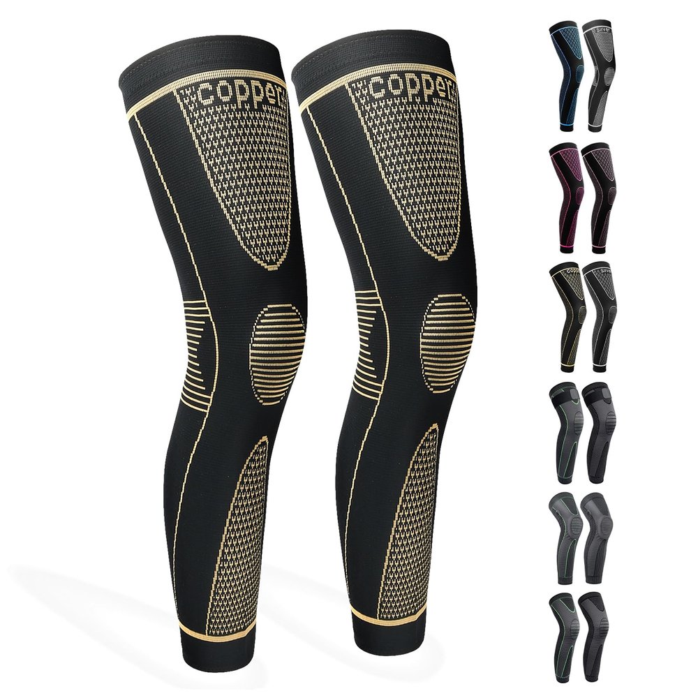 Full Leg Compression Sleeves - Long Knee Sleeves for Men & Women, Basketball, Cycling, Football - Reduce Varicose Veins & Swelling
