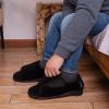 HomeTop Men's Corduroy Slippers Comfy Adjustable Hook and Loop Memory Foam Wide Indoor House Shoes for Diabetic Swollen Feet Black,9 US view 2