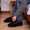 HomeTop Men's Corduroy Slippers Comfy Adjustable Hook and Loop Memory Foam Wide Indoor House Shoes for Diabetic Swollen Feet Black,9 US view 3
