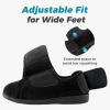 HomeTop Men's Corduroy Slippers Comfy Adjustable Hook and Loop Memory Foam Wide Indoor House Shoes for Diabetic Swollen Feet Black,9 US view 4