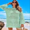 ANRABESS Women Swimsuit Crochet Swim Cover Up 2026 Summer Bathing Suit Swimwear Mesh Knit Beach Dress Vacation Outfits Light Green Large view 2