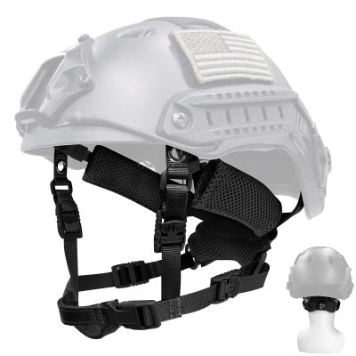 Yzpacc Tactical Helmet Chin Strap Adjustable Dial 4 Points Suspension System with Bolts and Screws for Tactical Fast MICH Bump Wendy Helmet Accessory, Black
