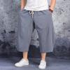GOKKILRW Mens Cotton Linen Harem Capri Pants Elastic Waist Lightweight Loose 3/4 Shorts Drawstring Casual Beach Yoga Trousers(Grey,4X-Large) view 2