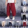 GOKKILRW Mens Cotton Linen Harem Capri Pants Elastic Waist Lightweight Loose 3/4 Shorts Drawstring Casual Beach Yoga Trousers(Grey,4X-Large) view 3