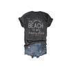 Beach is My Happy Place Shirt The Beach is My Happy Place Tank Top Beach Shirts for Women Summer Holiday Tee Casual Loose T Shirt Vneck Short Sleeve Tee Vacation Gift Charcoal view 3