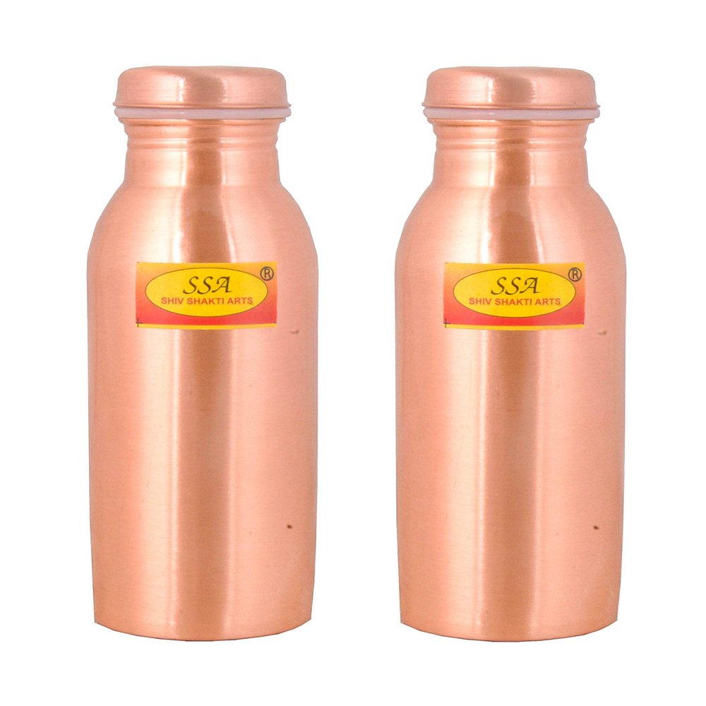 SHIV SHAKTI ARTS Pure Copper Bottle Kids Bottle Joint less Sleek Leak proof | 500 ml| Office Bottle | Gym Bottle | Yoga Bottle | Home | Kitchen | Trekking Bottle |for Ayurveda Benefits (2 Pcs)
