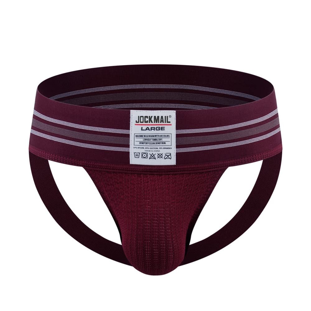 JOCKMAIL Men's Jockstrap Underwear Athletic Supporte Mens Jockstrap Underwear Male Sports Underwear for men (as1, alpha, xx_l, Maroon)