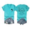Beach is My Happy Place Tshirt The Beach is My Happy Place Shirt Plus Beach Shirts for Women Graphic Tees Vacation Beach Tshirt V-Neck Funny Casual T Summer Holiday T Plus Size 5XL Green view 1