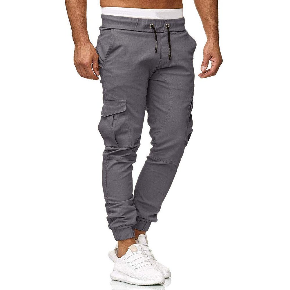 GOKKILRW Mens Chino Work Slim Fit Jogger Fashion Outdoor Cargo Hiking Pants Drawstring Athletic Workout Gym Sweatpant Trouser(Grey,XX-Large)